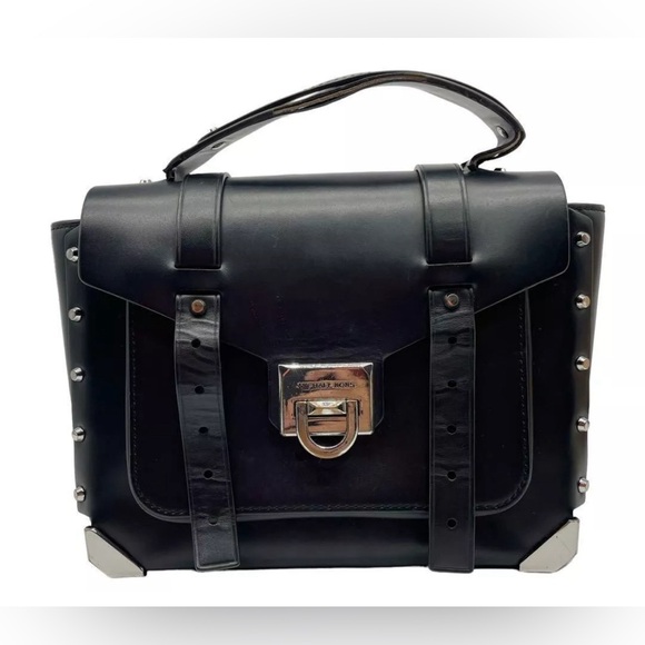 MICHAEL KORS Manhattan Medium Leather Satchel Black GUC - Picture 2 of 7